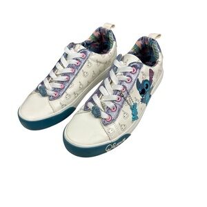 Disney White and Blue Stitch Sneakers with charms Women’s sz 9 - Excellent shape